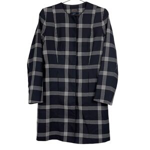 Pendleton Plaid Check Wool‎ Collarless Lightweight Coat Jacket Womens 8